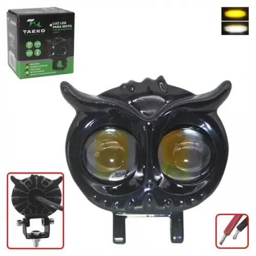 LUZ LED TIPO BUHO NEGRO P/MOTO 20W 9-80V 2000LM 7.0X5.5X4.5CM (TM-1331)