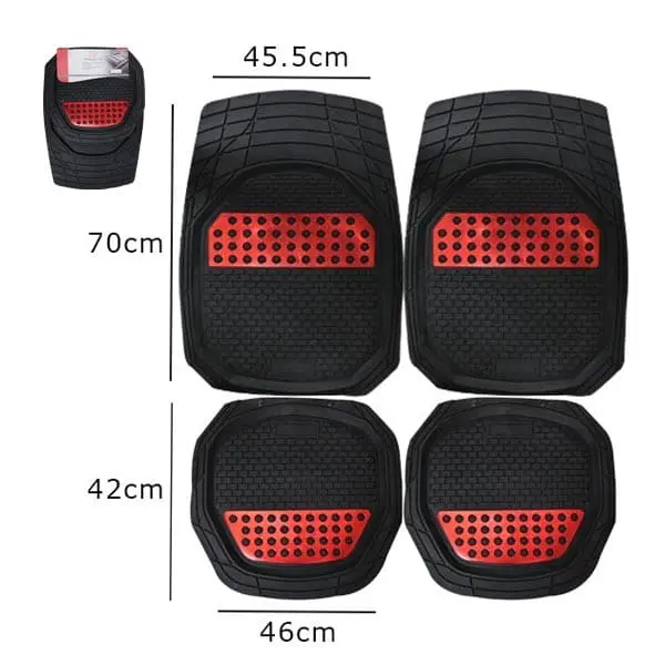 Alfombra de caucho negra y roja (LF-5158-NR)