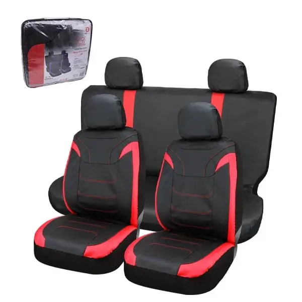 FORRO P/ASIENTO NEGRO/ROJO 8PZAS (16-6139-NR)