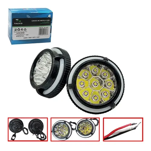 LUCES DE MOTO 9 FOCOS LED-MARCO DE PLASTICO (TM-13007)