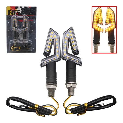 LUZ DE MOTO LED AMBAR CON LENTE CLARO (TM-13002)