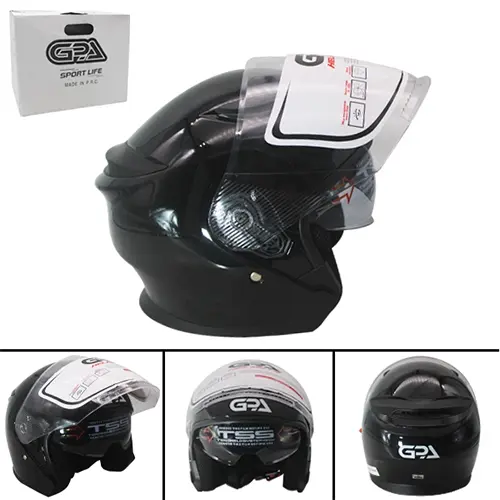 CASCO DE MOTO NEGRO DOBLE VISOR (TM-18045-N-L)