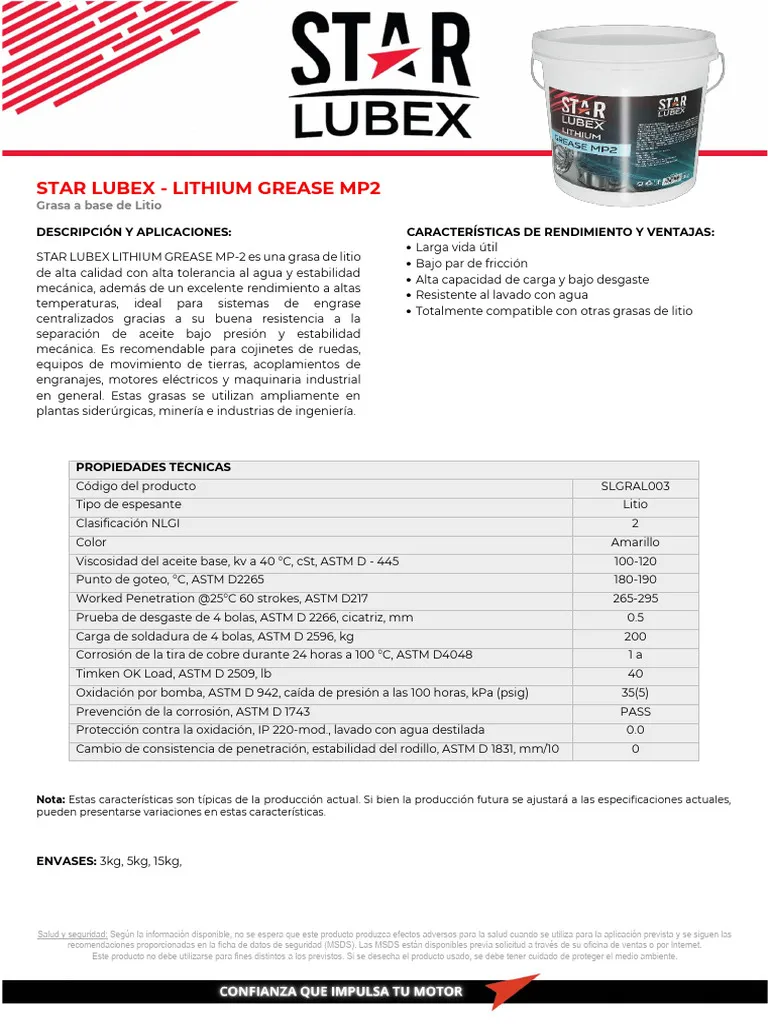 GRASA PARA CHASIS STAR LUBEX CALCIUM 3KG (LGC1KGMP2)