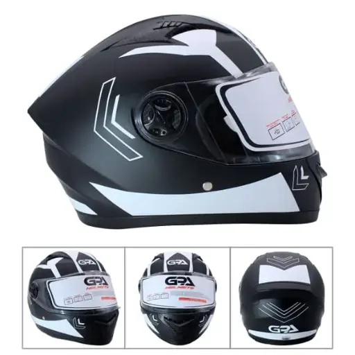 CASCO DE MOTO ABS NEGRO CON BLANCO XL (TM-18016B-XL)