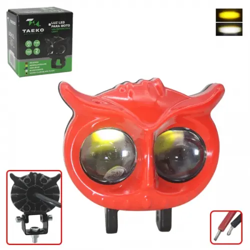  LUZ LED TIPO BUHO ROJO P/MOTO 20W 9-80V 2000LM 7.0X5.5X4.5CM W/Y CON FLASH (TM-1331-R)