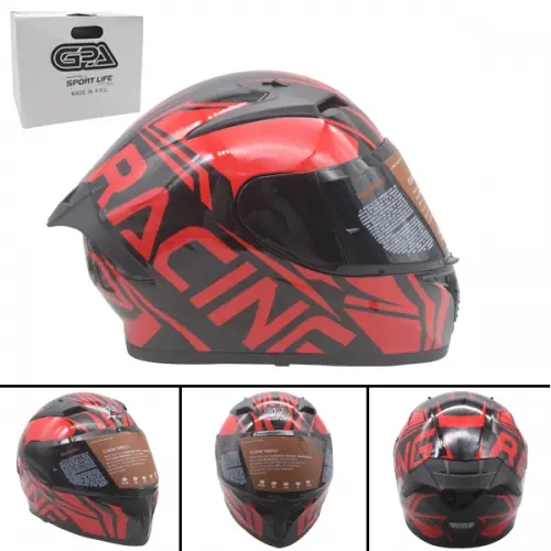  CASCO DE MOTO NEGRO/ROJO DOBLE VISOR TALLA L C/DOT (TM-18038)