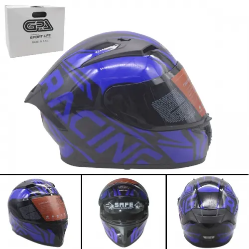  CASCO DE MOTO NEGRO/AZUL DOBLE VISOR TALLA L C/DOT(TM-18039)