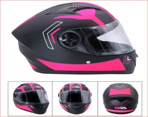 CASCO DE MOTO  NEGRO CON ROSADO M C/L GPA(TM-18016RD-M)