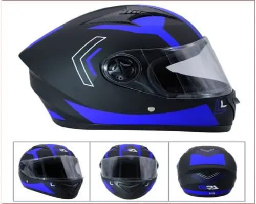  CASCO DE MOTO NEGRO CON AZUL M C/L GPA(TM-18016AZ-M)