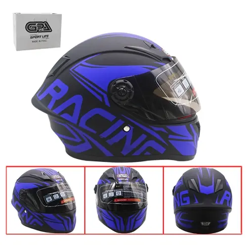  CASCO DE MOTO P/NIÑOS NEGRO AZUL MATE VISOR OSCURO TALLA L C/DOT (TM-18044-NAZ)