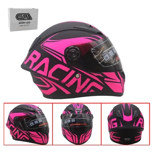 CASCO DE MOTO P/NIÑOS NEGRO/ROSADO MATE VISOR OSCURO TALLA L C/DOT(TM-18044-NROS)