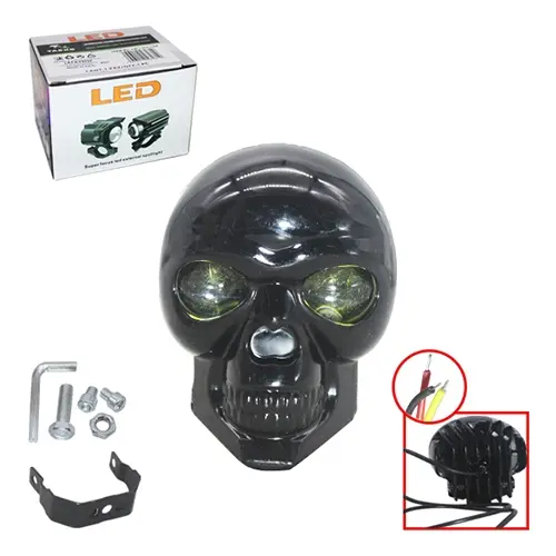  LUZ DIRECCIONAL CALAVERA CON STROBE NEGRO (TM-1353-N)