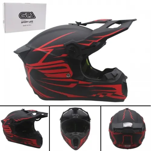 CASCO DE MOTO NEGRO MATE/ROJO TALLA L C/DOT (TM-18036)