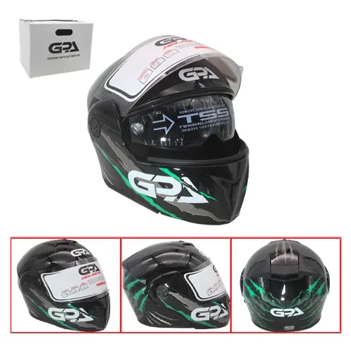 CASCO DE MOTO ABATIBLE NEGRO/VERDE GRAPHIC L (TM-18027-L)