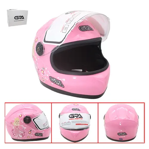 CASCO DE MOTO PARA NIÑOS ROSADO CON LOGO GPA (TM-18031)