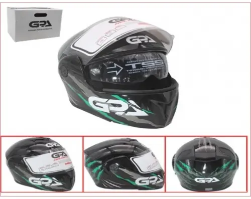 CASCO DE MOTO ABATIBLE NEGRO/VERDE GRAPHIC M (TM-18027-M)