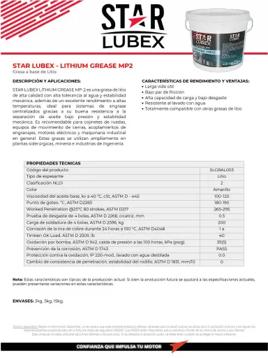 GRASA PARA CHASIS STAR LUBEX CALCIUM 3KG (LGC1KGMP2)